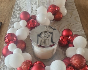 1.8m Red and White Christmas Bauble Garland 6ft Festive Swag Lit Unlit