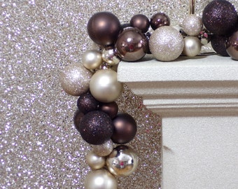 2.7m Chocolate and Champagne Christmas Bauble Garland Mixed Festive Swag 6ft Lit or Unlit