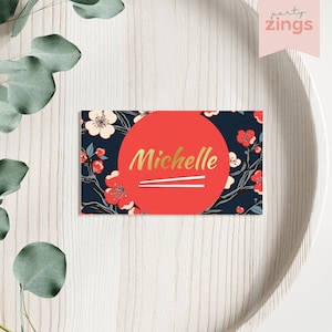 marque-places Hibachi | TÉLÉCHARGEMENT IMMÉDIAT | carte de visite pour dîner de Zazzle.be Liste d'envies Vous avez des idées ? marque-place japonais de fête | Marque-place rouge fleurs de cerisier HI1