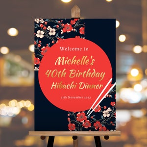 Hibachi Birthday Welcome Sign | INSTANT DOWNLOAD | Hibachi Dinner Party Decor | Japanese Party | Hibachi Welcome Poster | any age HI1