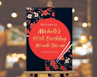Hibachi Birthday Welcome Sign | INSTANT DOWNLOAD | Hibachi Dinner Party Decor | Japanese Party | Hibachi Welcome Poster | any age HI1