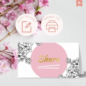 marque-places Sakura | TÉLÉCHARGEMENT IMMÉDIAT | carte de visite pour dîner de Zazzle.be Liste d'envies Vous avez des idées ? marque-place japonais de fête | Marque-place fleurs de cerisier rose poudré HI3