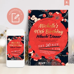 Hibachi Dinner Party Invitation | INSTANT DOWNLOAD | Hibachi Birthday Party | Japanese Party | Backyard Dinner Party Invite | HI1