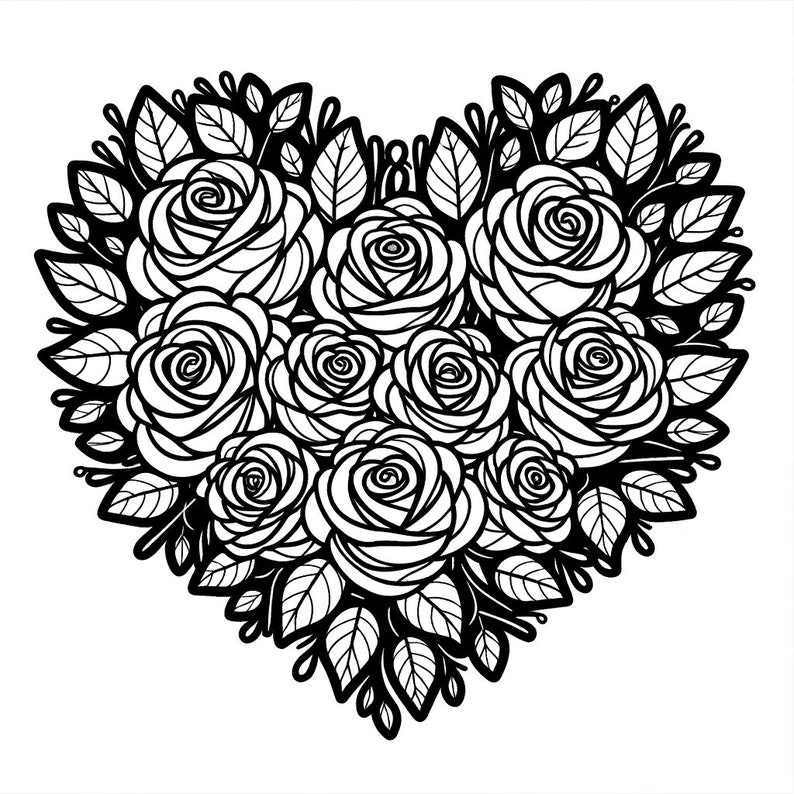 5 Rose Coloring Pages, Flower Coloring Page, Relaxing Coloring, Rose ...