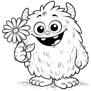 20 cute monster coloring pages, monster coloring pages, cute monster coloring, fuzzy monster, cute gift idea, coloring gift idea, kids