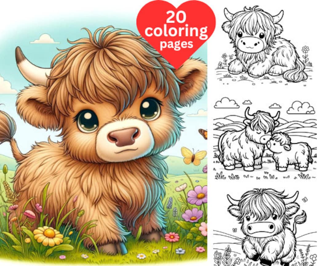 20 Highland Cow Coloring Pages, Cow Coloring Pages, Highland Cows, Cute ...