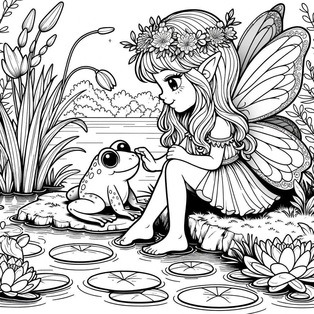 20 Fairy Coloring Pages, Enchanted Fairy Coloring Page, Fantasy Fairy