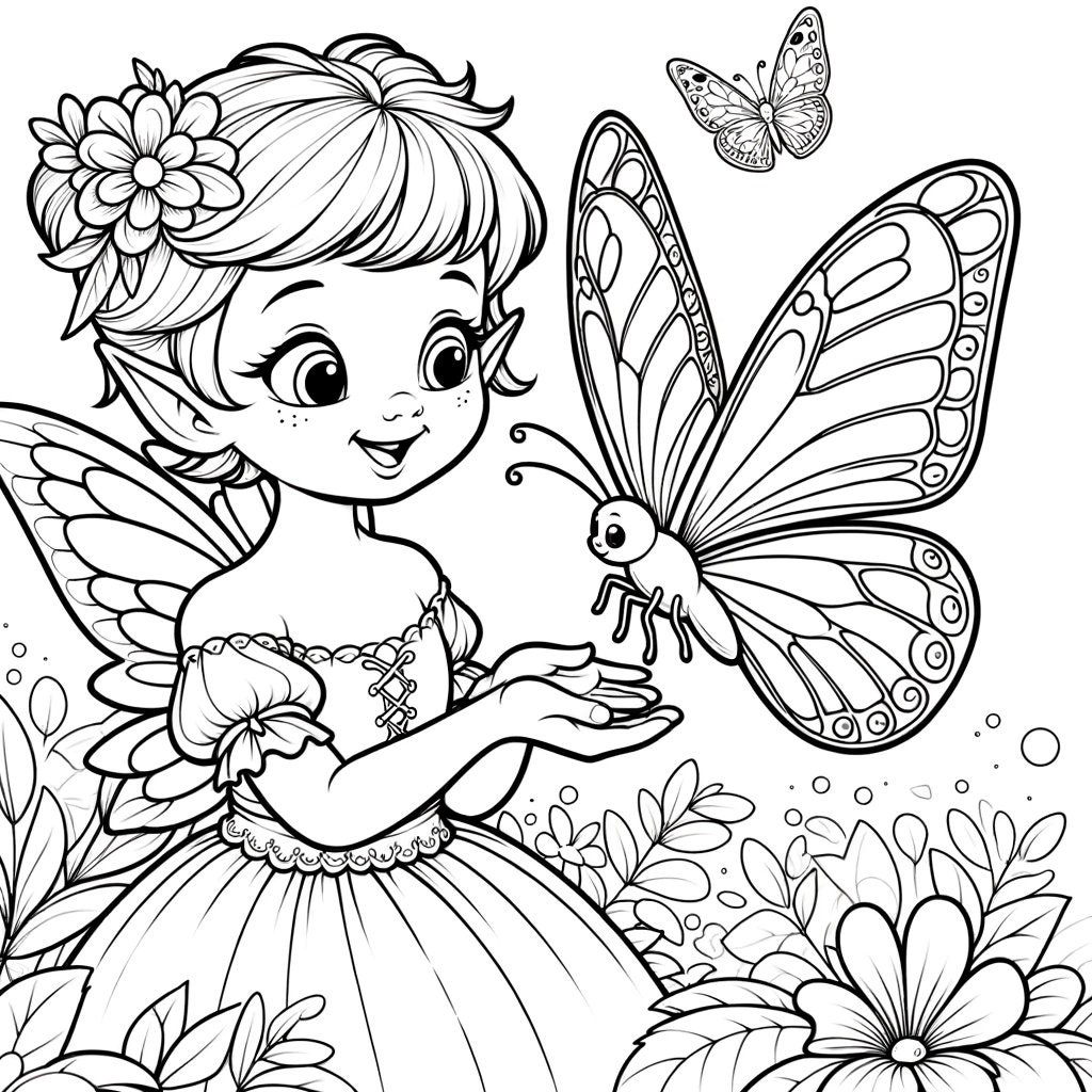 5 Fairy Coloring Pages, Enchanted Fairy Coloring Page, Fantasy Fairy ...