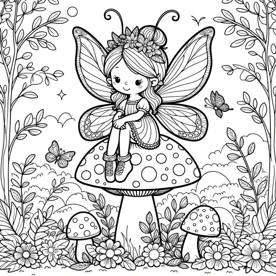5 Fairy Coloring Pages, Enchanted Fairy Coloring Page, Fantasy Fairy ...
