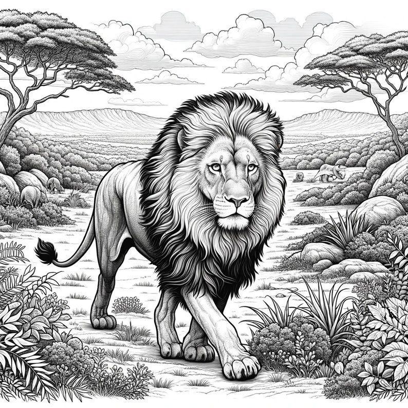 5 Lion Coloring Pages, Adult Lion Coloring Page, Cool Animal Coloring ...