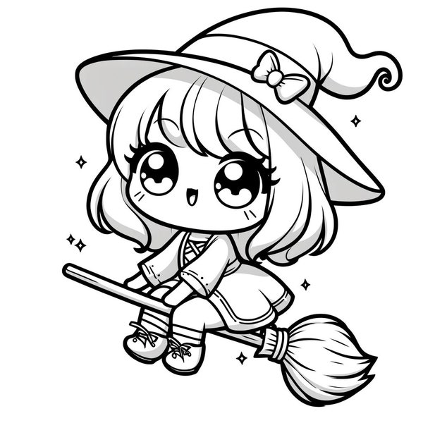 10 witch coloring pages, cute witch coloring pages, pretty witch coloring pages, cute coloring gift, gift idea, coloring witches, witch