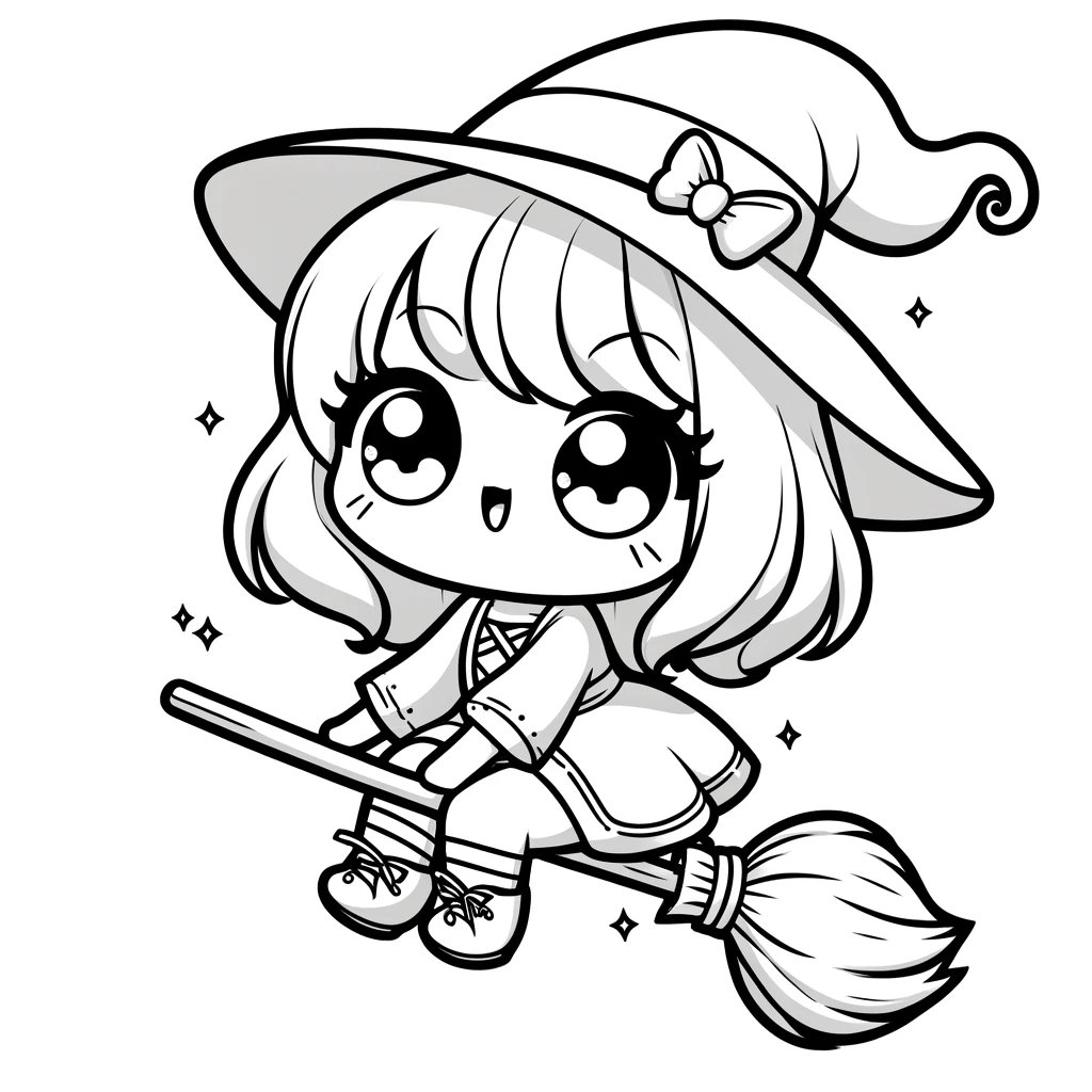 10 Witch Coloring Pages, Cute Witch Coloring Pages, Pretty Witch