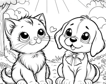 5 cute kitten coloring pages, cute cat coloring pages, cat coloring pack