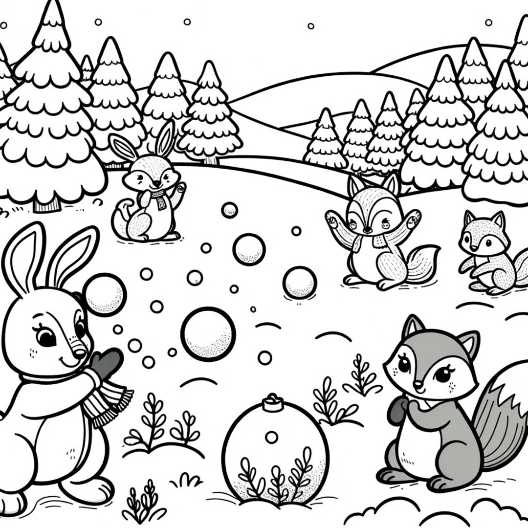 5 Winter Coloring Pages, Snowy Coloring, Winter Coloring - Etsy