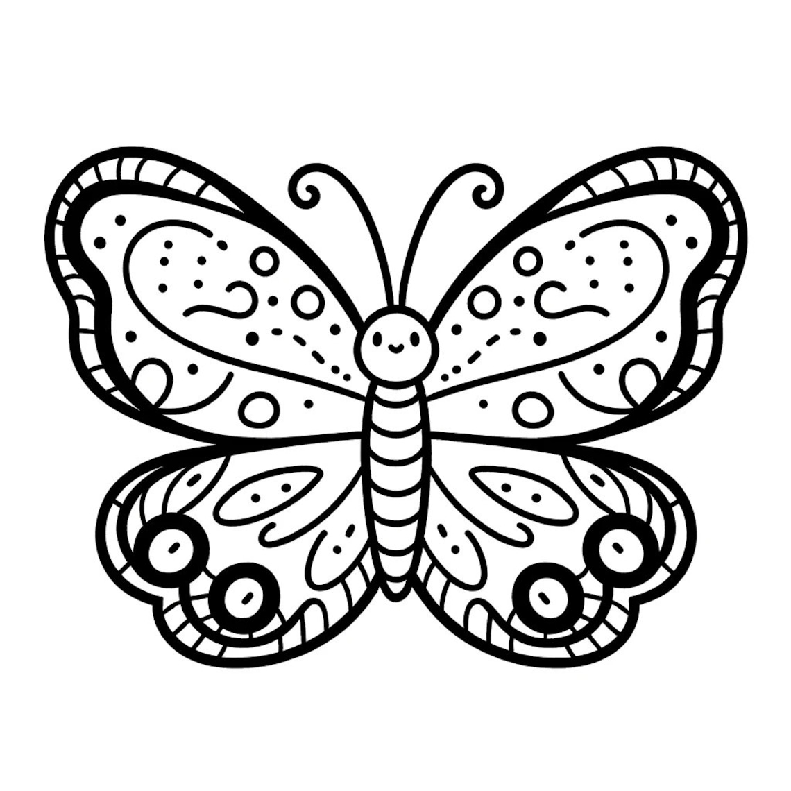 5 Butterfly Coloring Pages. Beautiful Black and White Butterfly Digital ...