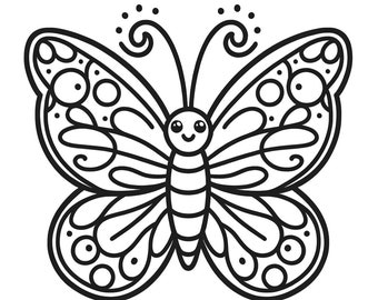 5 Butterfly coloring pages. Beautiful black and white butterfly digital Coloring pages!