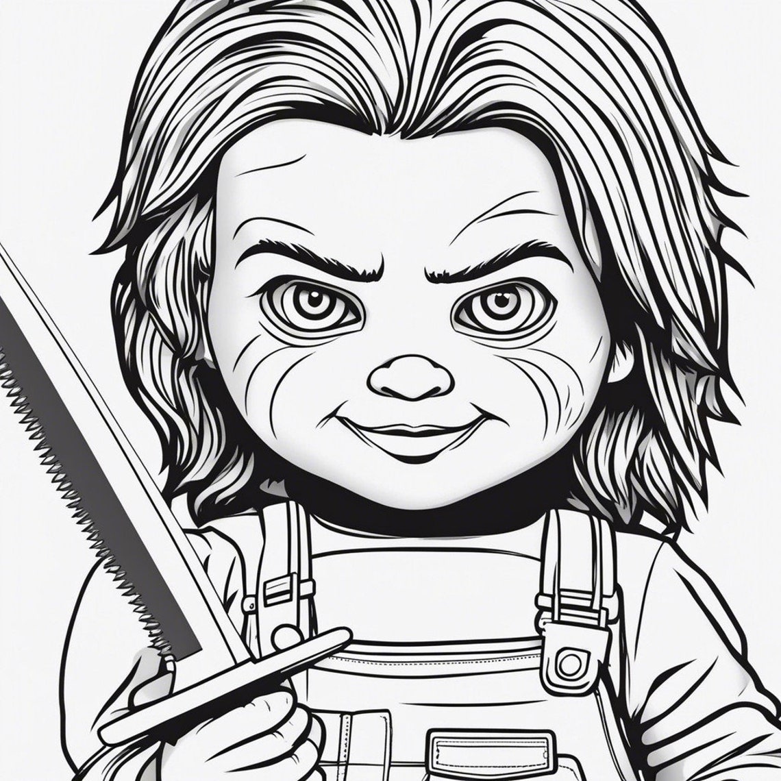 5 Chucky Coloring Page, Chucky Coloring Page, Halloween Coloring Page, Horror Coloring Page ...