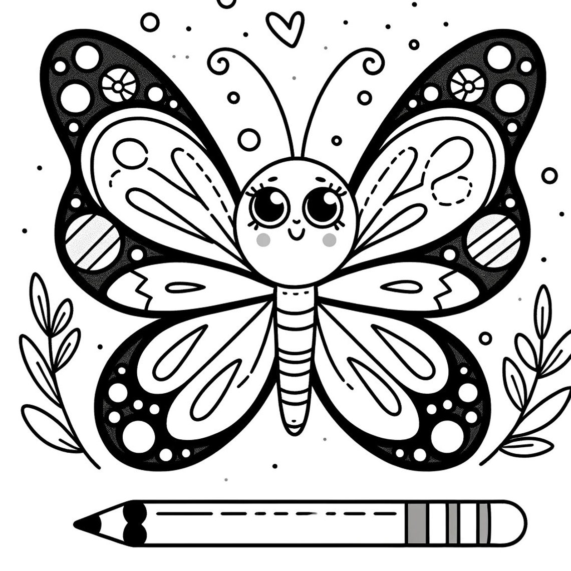 5 Butterfly Coloring Pages. Beautiful Black and White Butterfly Digital ...