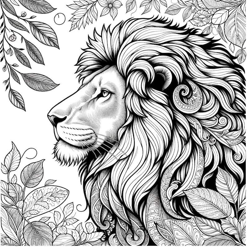 5 Lion Coloring Pages, Adult Lion Coloring Page, Cool Animal Coloring ...