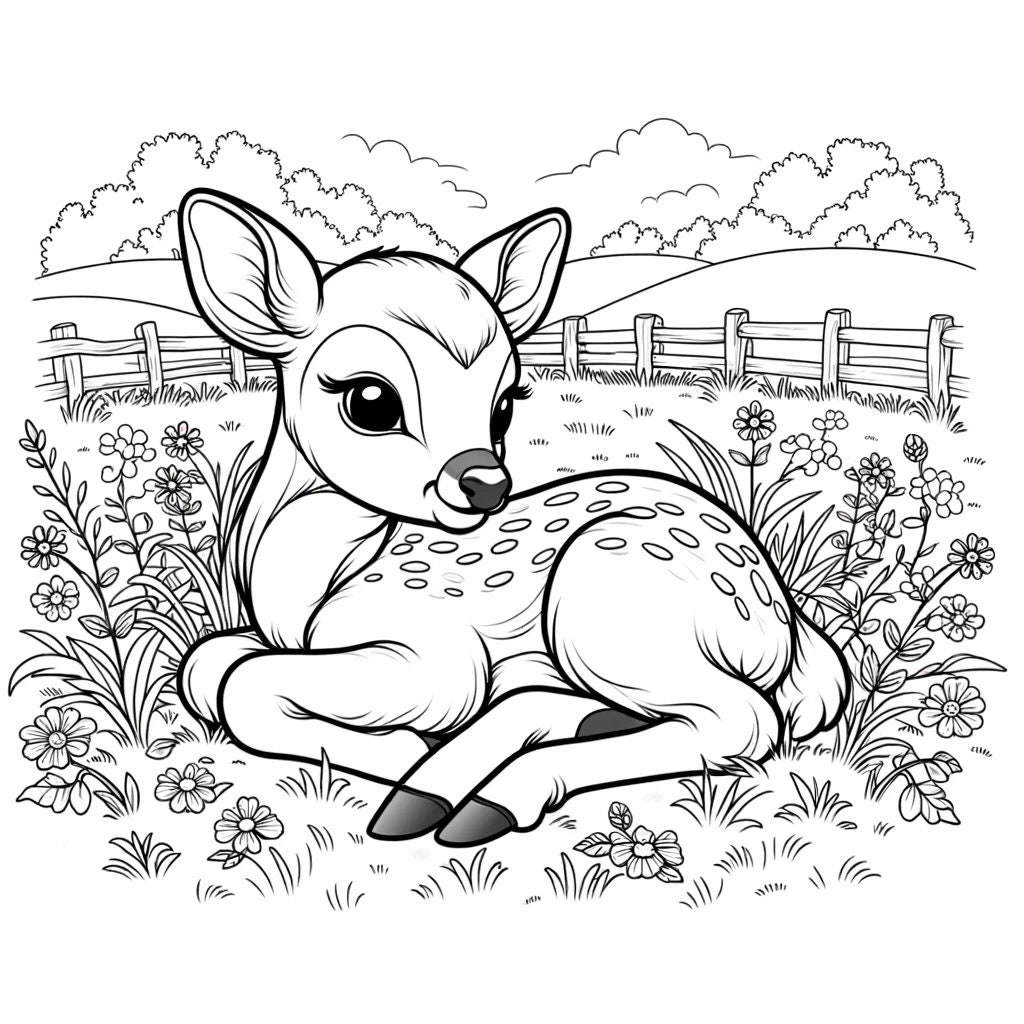 20 Baby Deer Coloring Pages, Baby Deer Coloring, Critter Coloring, Deer ...
