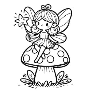 20 Fairy Coloring Pages, Enchanted Fairy Coloring Page, Fantasy Fairy
