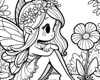 5 fairy coloring pages, enchanted fairy coloring page, fantasy fairy coloring