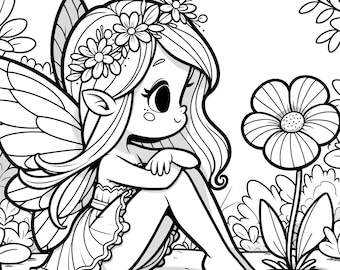 5 fairy coloring pages, enchanted fairy coloring page, fantasy fairy coloring