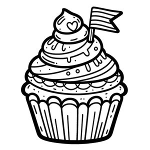 5 cute cupcake coloring pages, cupcake coloring pages, cake coloring pages, food coloring page