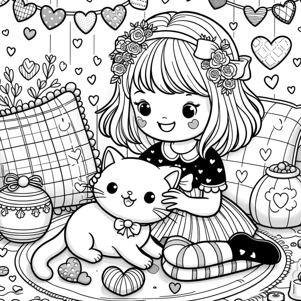5 Valentines Day Coloring Pages, 5 Cute Love Coloring Pages, Cute Kids ...