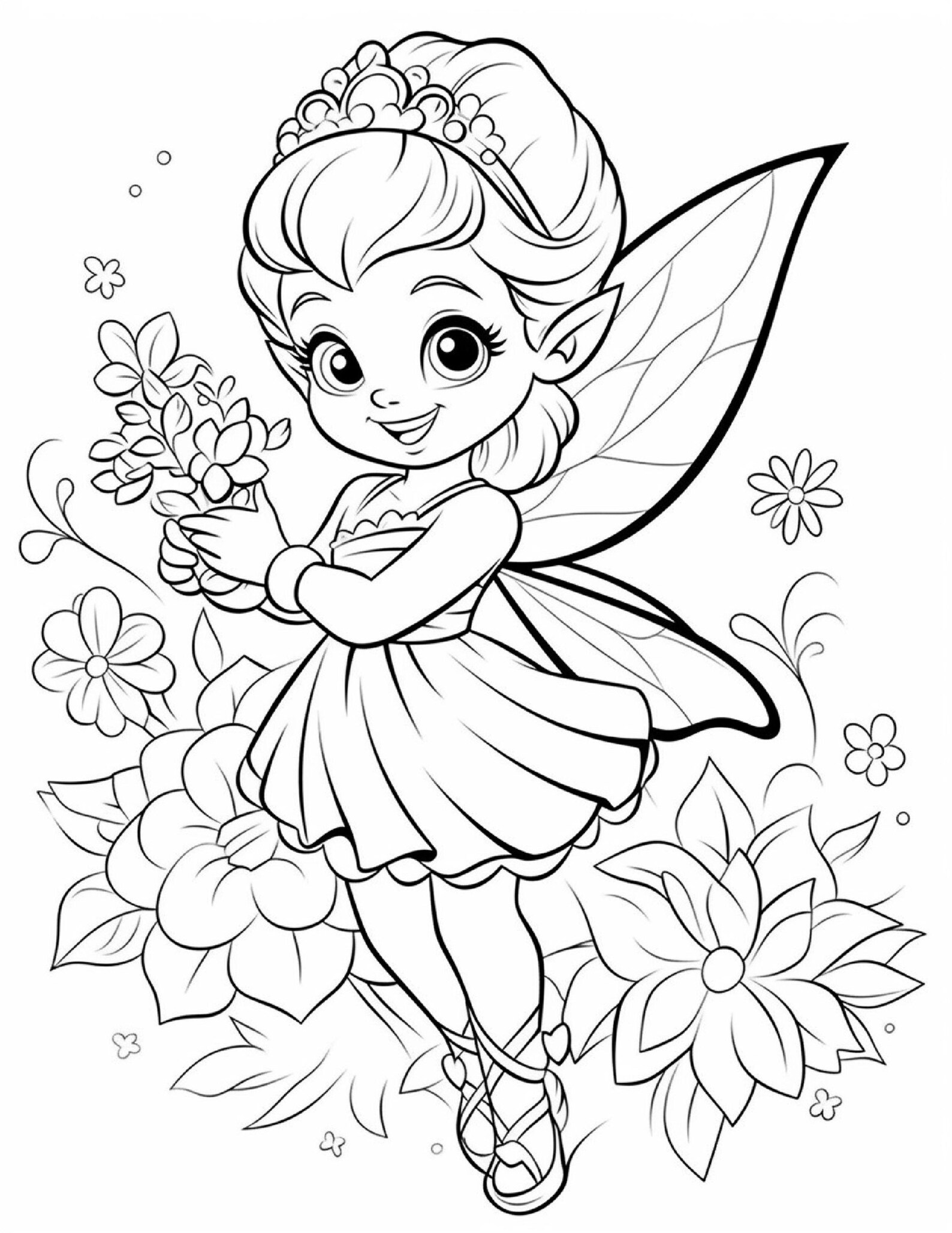 5 Fairy Coloring Pages, Enchanted Fairy Coloring Page, Fantasy Fairy ...