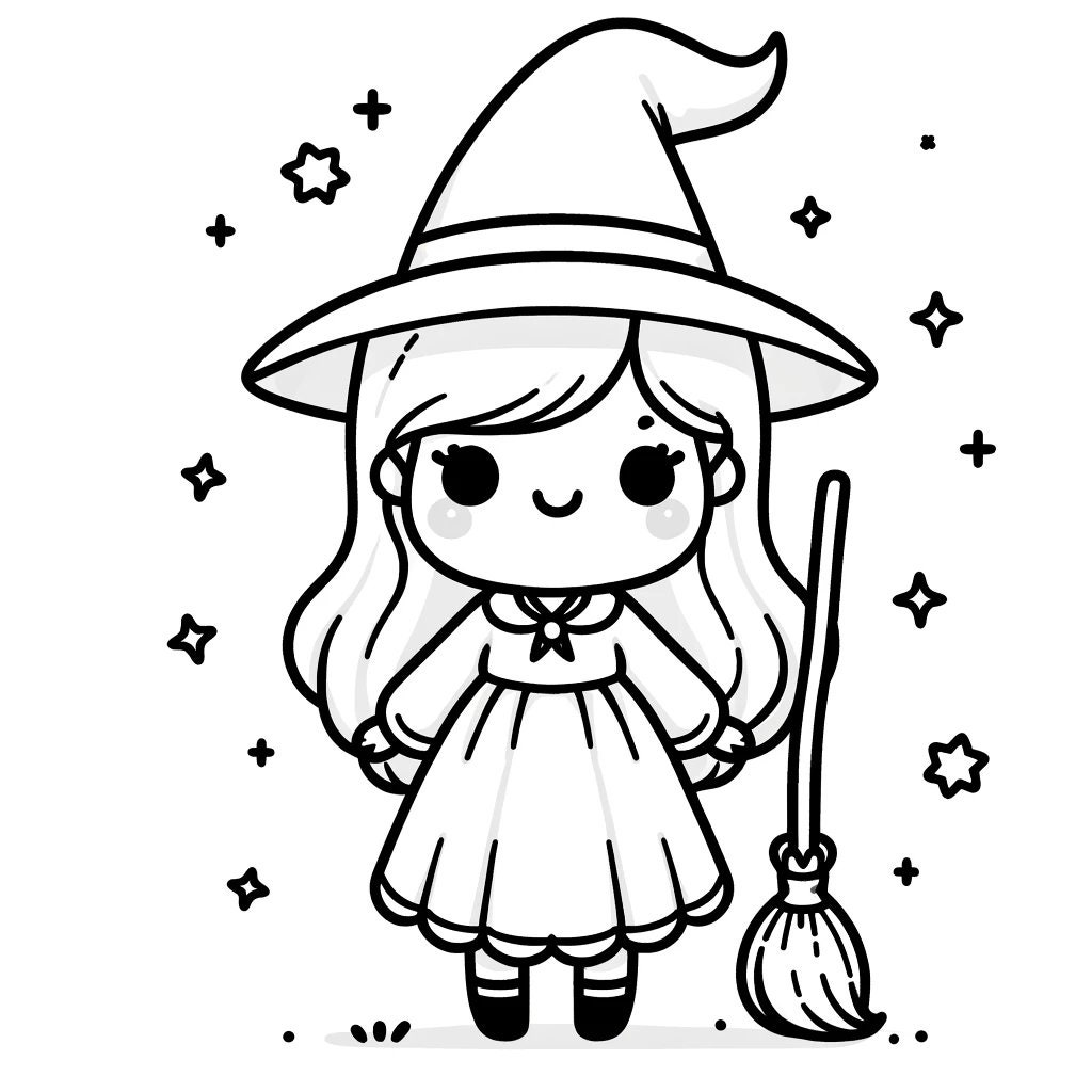 10 Witch Coloring Pages, Cute Witch Coloring Pages, Pretty Witch ...