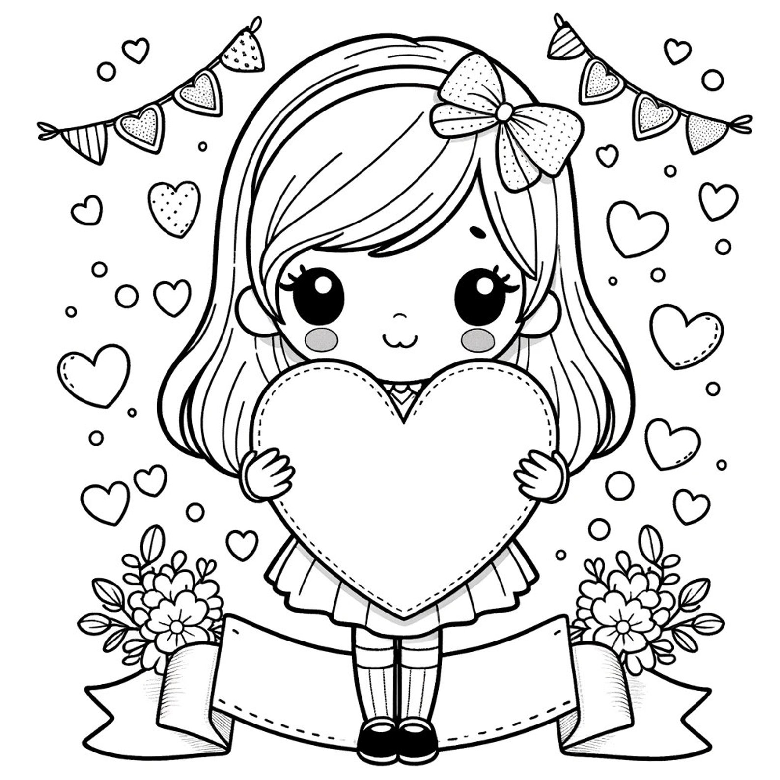 5 Valentines Day Coloring Pages, 5 Cute Love Coloring Pages, Cute Kids ...
