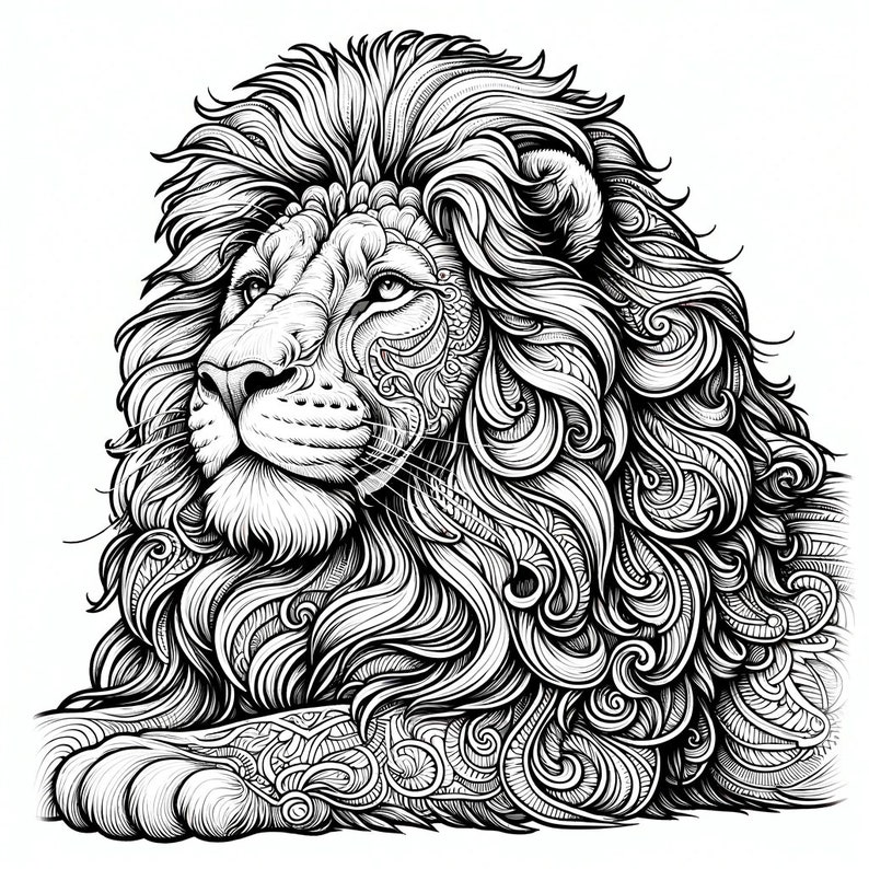 20 Lion Coloring Pages, Adult Lion Coloring Page, Cool Animal Coloring ...