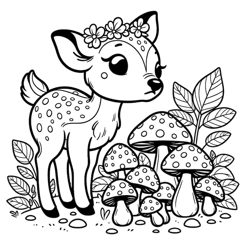 20 Baby Deer Coloring Pages, Baby Deer Coloring, Critter Coloring, Deer