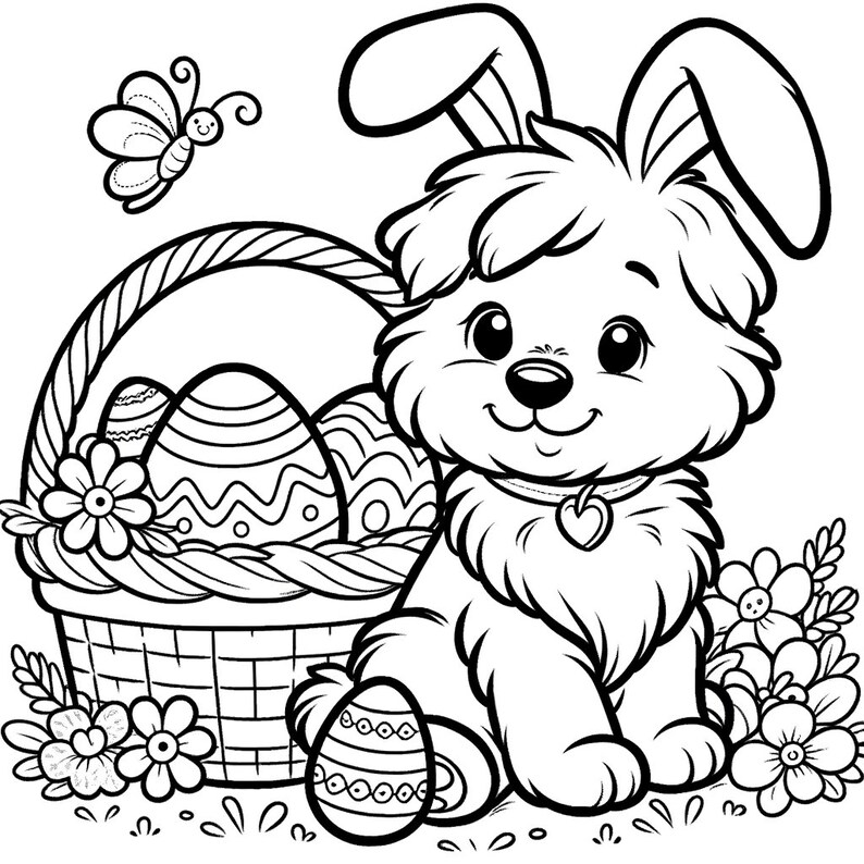 5 Easter Dog Coloring Pages, Dog Coloring Pages, Puppy Dog, Cute Dog