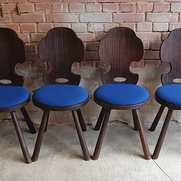 Chaises brutalistes bistrot 1970 vintage