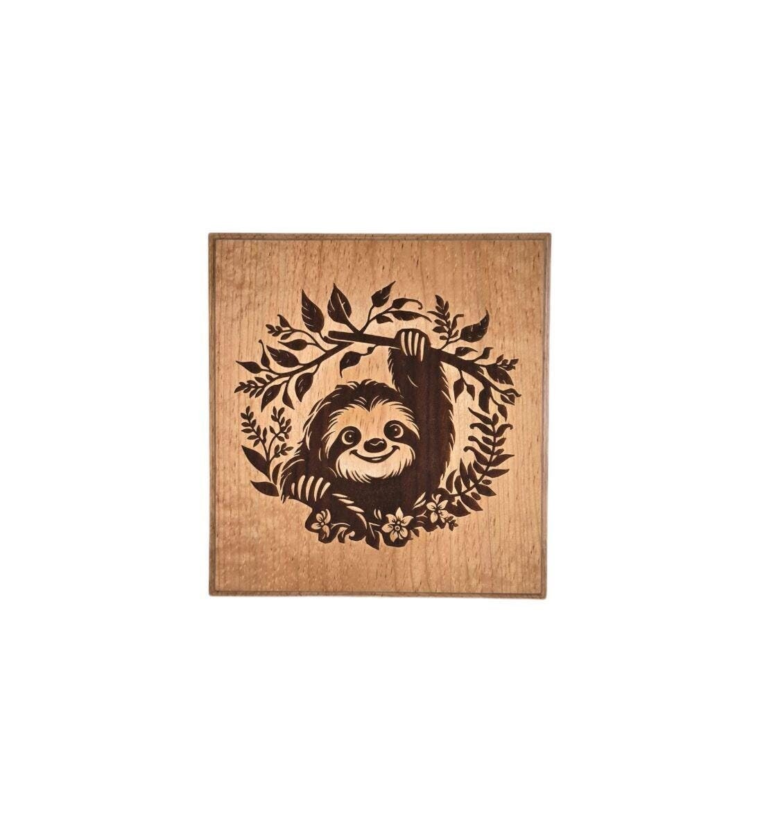 Handcrafted Sloth Wall Hanging – Cherry Wood with Routed Edges