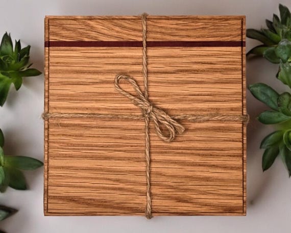 Handcrafted Hardwood Coaster Set – 4 Styles | Oak, Walnut, Hickory, Maple & Padauk