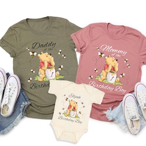 Custom Winnie The Pooh Birthday Shirt, Pooh First Birthday Shirt, Personalized Disney Family Matching Birthday Shirt, Pooh Bear Birthday Tee