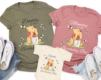 Custom Winnie The Pooh Birthday Shirt, Pooh First Birthday Shirt, Personalized Disney Family Matching Birthday Shirt, Pooh Bear Birthday Tee