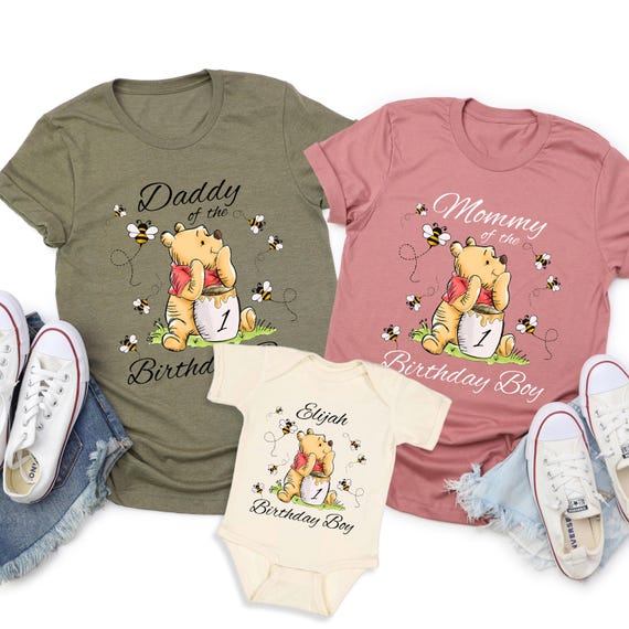 Custom Winnie The Pooh Birthday Shirt, Pooh First Birthday Shirt, Personalized Disney Family Matching Birthday Shirt, Pooh Bear Birthday Tee