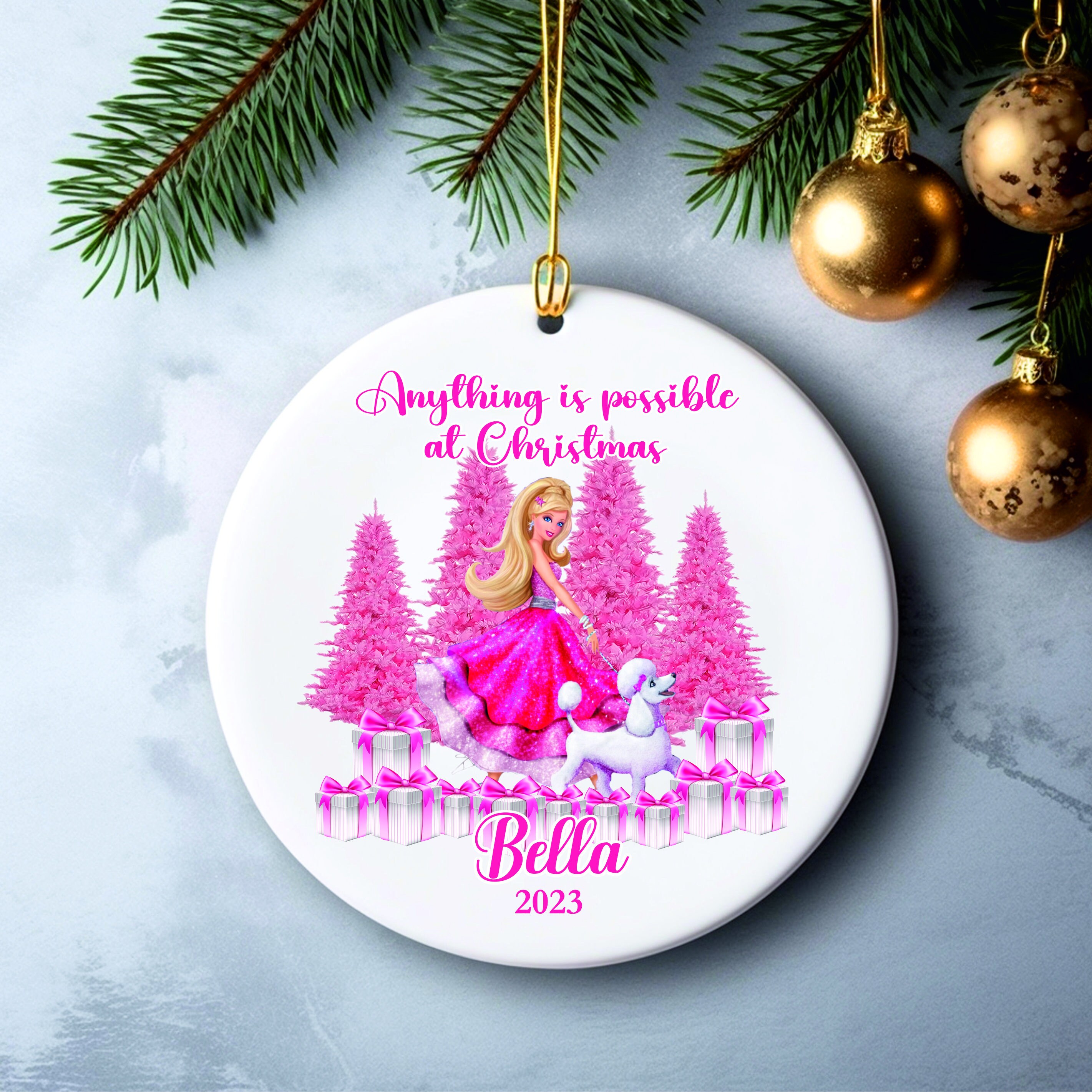 Custom Name Ornament Barbie Fan Ornament Personalized Ornament 