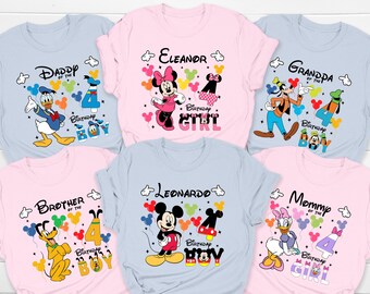 Custom Disney Birthday Shirt, Matching Mickey & Friends Family Tees
