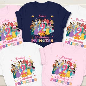 Chemise anniversaire princesse personnalisée, chemise anniversaire princesse Disney, chemise anniversaire enfant, chemise princesse personnalisée, chemise anniversaire famille