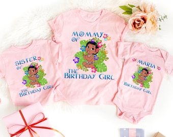 Maglietta personalizzata per il compleanno di Moana, maglietta personalizzata coordinata per la famiglia Disney