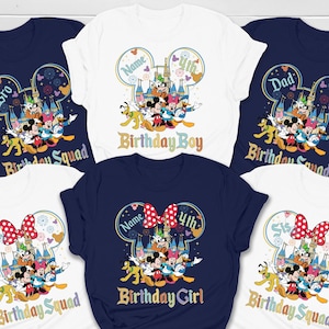 Camiseta de cumpleaños personalizada de Disney Mickey y sus amigos, camiseta de primer cumpleaños, camiseta de cumpleaños familiar personalizada a juego, camiseta de cumpleaños de Mickey y Minnie
