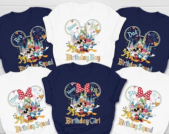 Kundenspezifisches Disney Geburtstags-Shirt, Micky und Freunde, Familien-Matching-T-Shirt