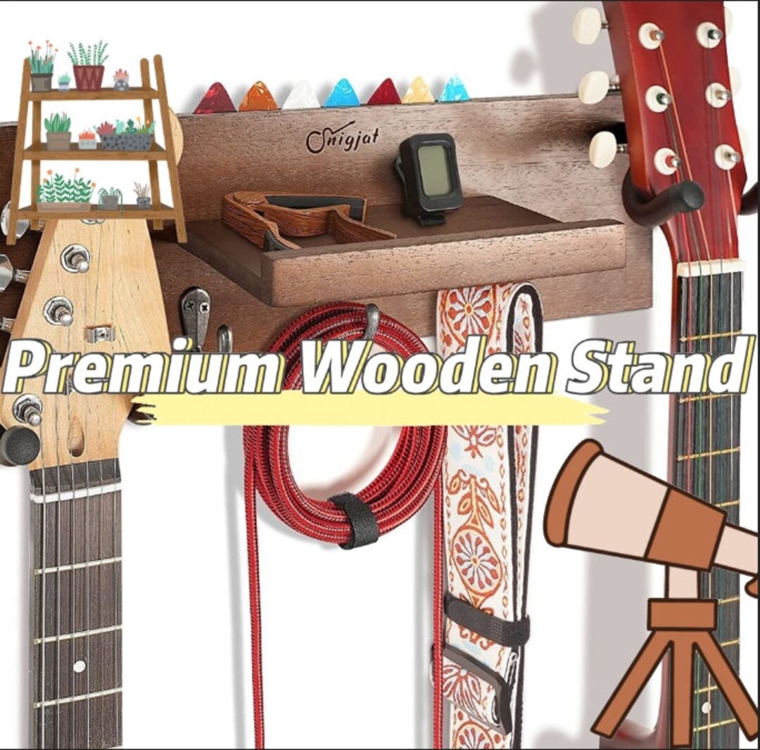 Wooden Guitar Wall Mounted Rack Wall Mounted Ukulele Stand Etsy