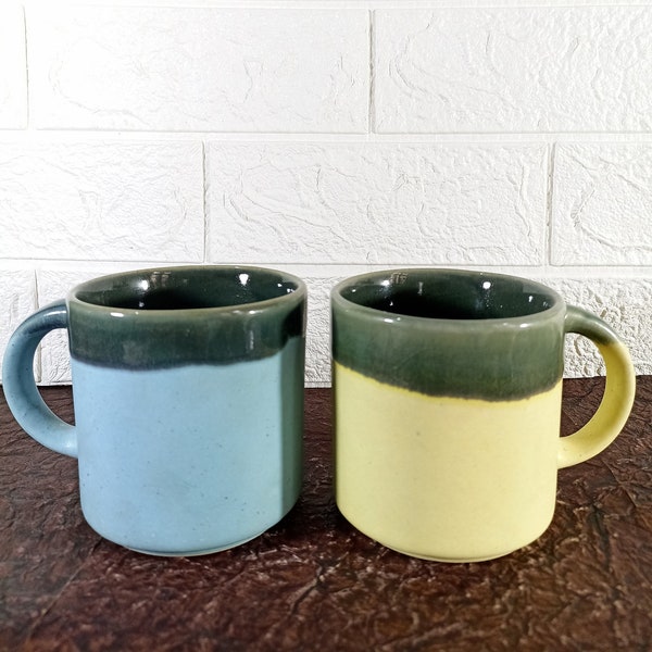 Ceramic Handthrown Mug (Set of 2), handmade coffee, Tea Mug 12 - 14 oz, Stoneware