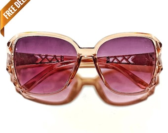 1970s Style Old Sckool Translucent Hue Oval Lens Oversized Sunglasses